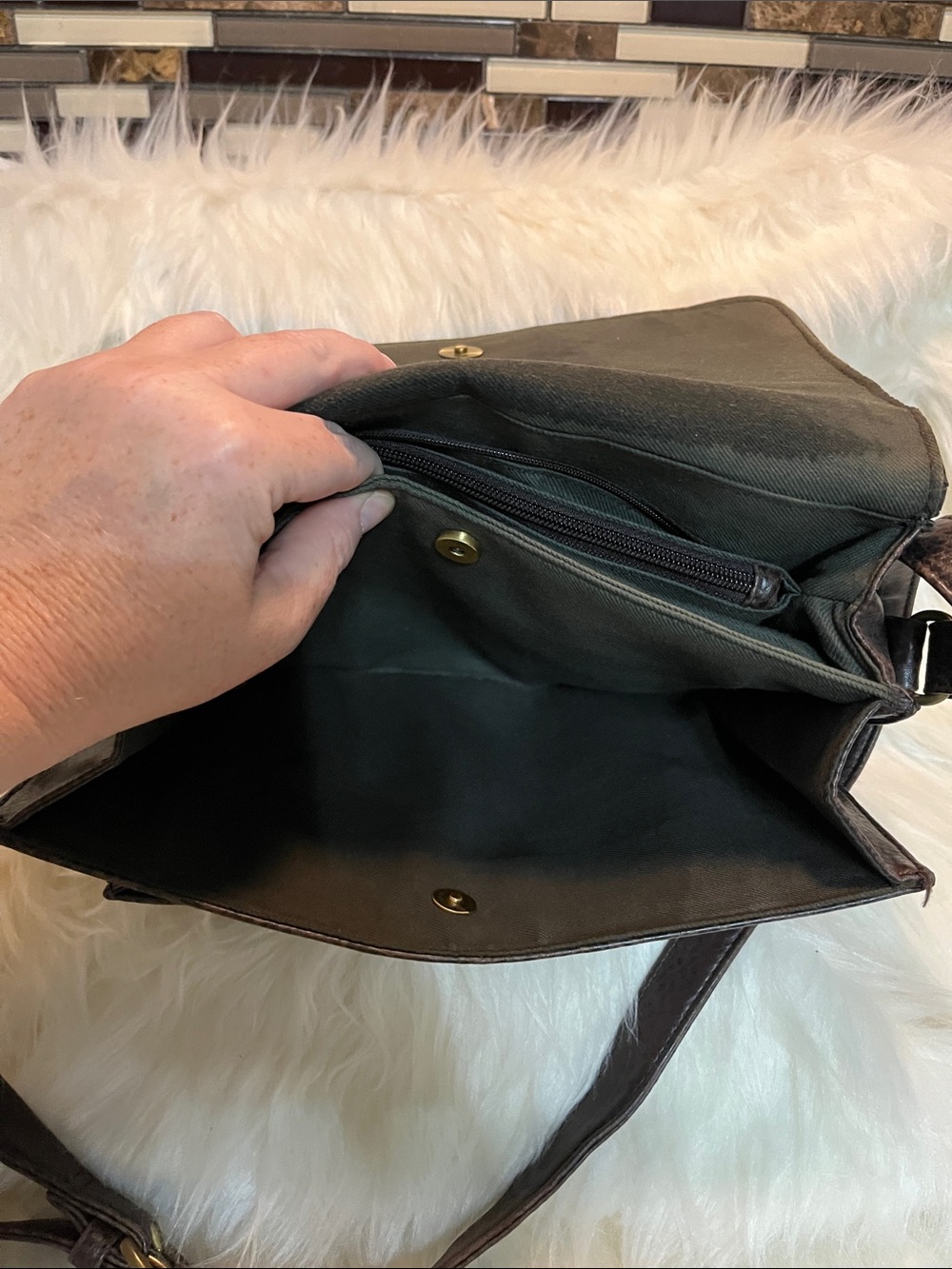 Relic Dark Brown Leather Pocket Crossbody - Picture 9 of 11